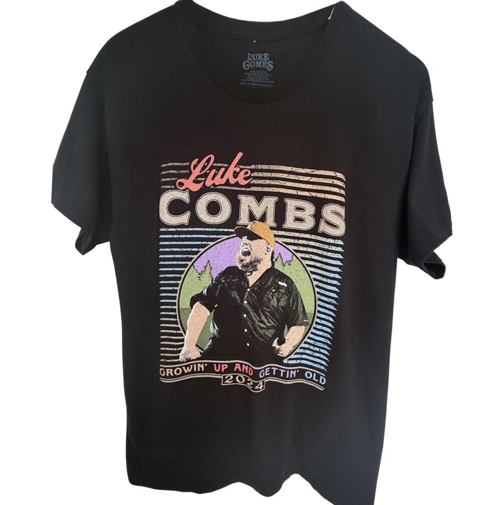 Luke Combs Growin Up Gettin Old 2024 Tour Tee Black Mens L